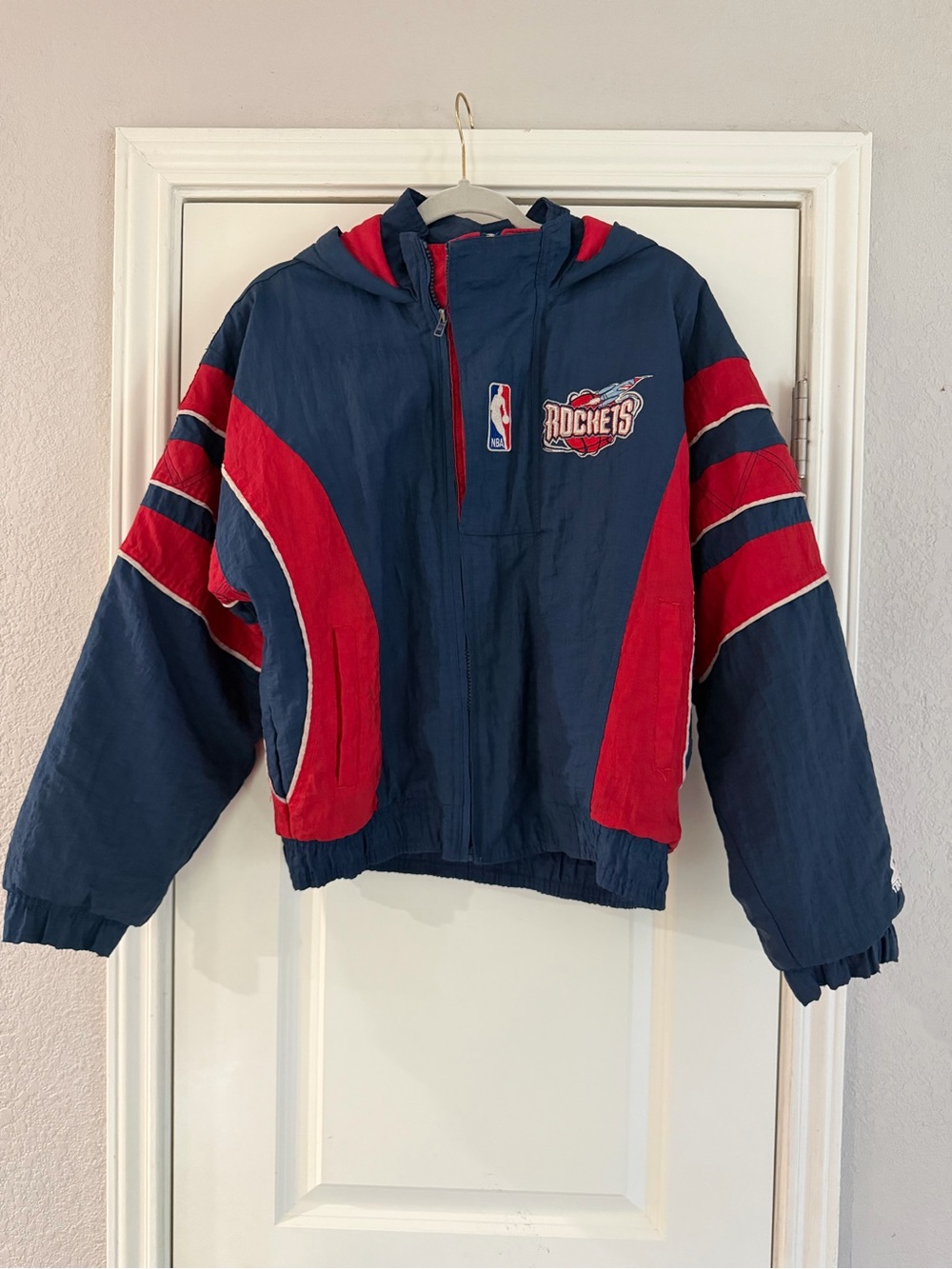 90’s STARTER Navy and Red Houston Rockets Kids Puffer Jacket